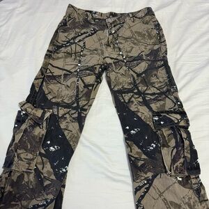 Womens Trendy Camouflage Cargo Straight Leg Pants Size Small Streetwear Utility
